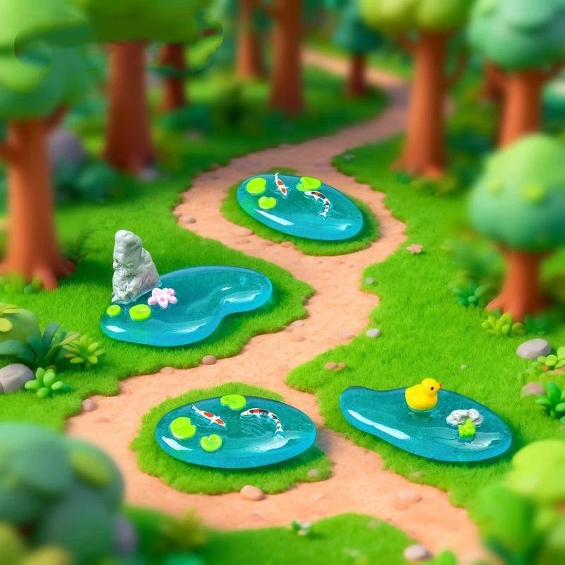Bonsai Koi Garden - زينة صغيرة من الراتنج للبرك بتصميم