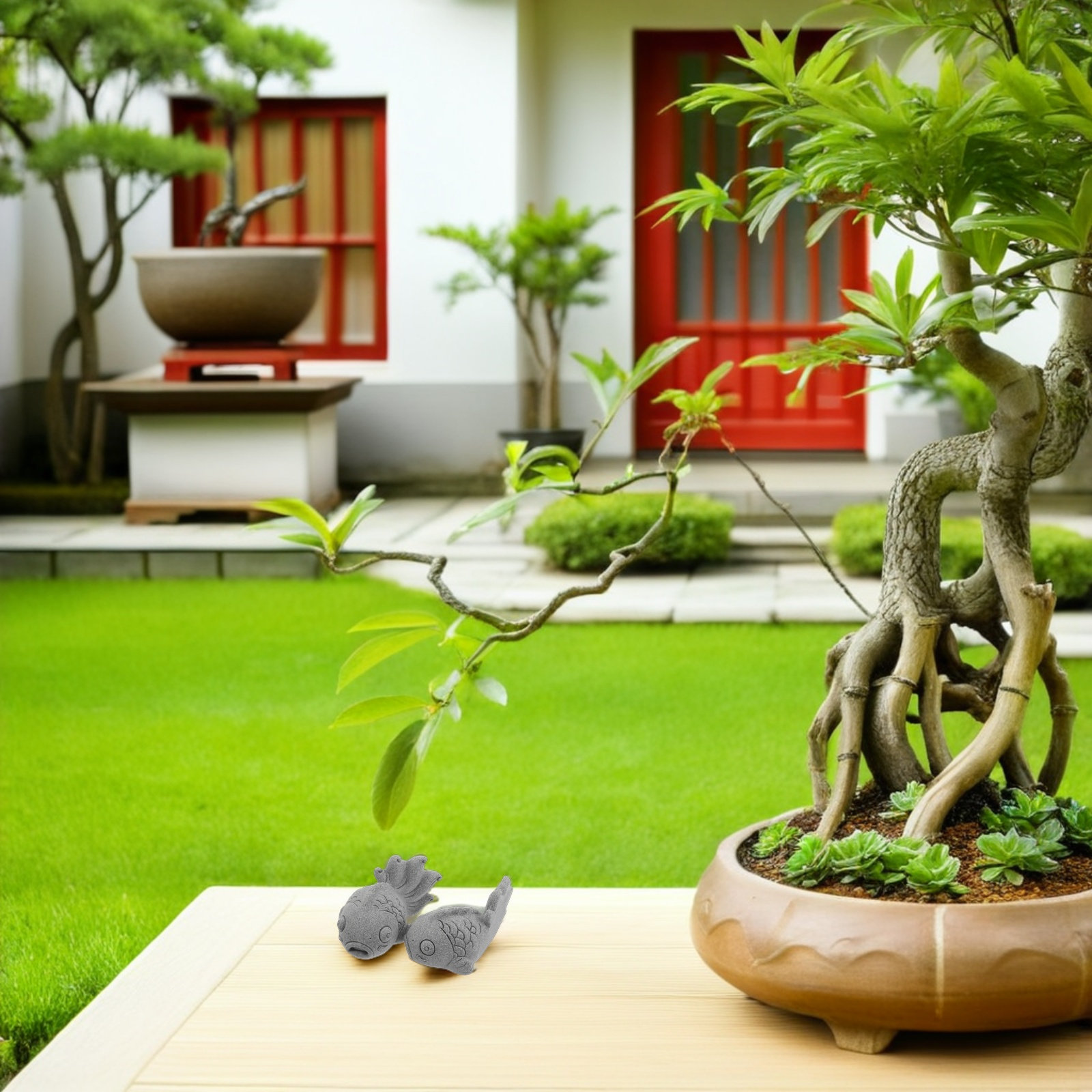 قطعتان من تماثيل أسماك الكوي ا - مراجعة Bonsai Koi Garden وسعره